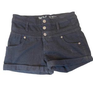 Mossimo Womens Denim Jeans Shorts Roll Cuffed Hem Button Fly Black Size 6/28
